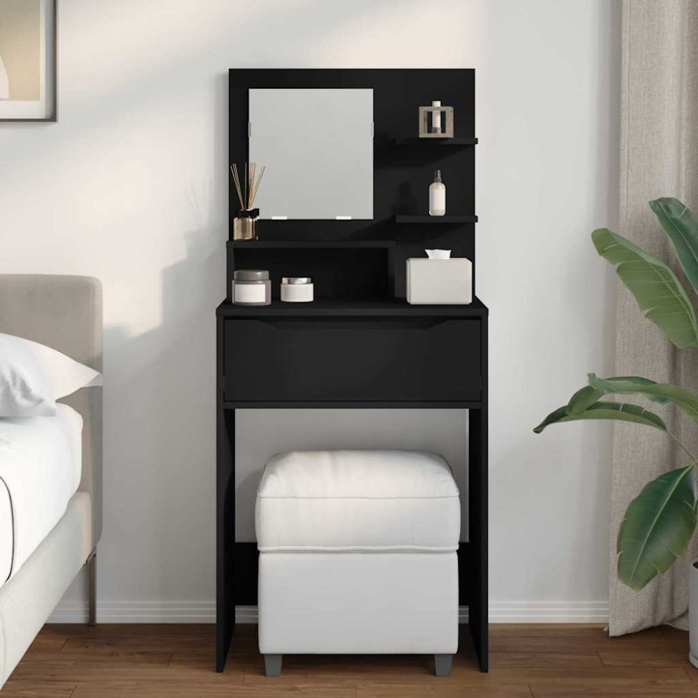 Produktbild för Sängrum Smyckesbord Svart 80 x 39,6 x 135 cm Konstruerat trä