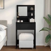 Produktbild för Sängrum Smyckesbord Svart 80 x 39,6 x 135 cm Konstruerat trä