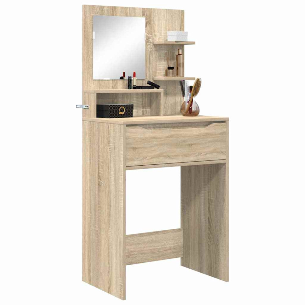 Produktbild för Sängrum Smyckesbord med låda Sonoma-ek 80 x 39,6 x 135 cm