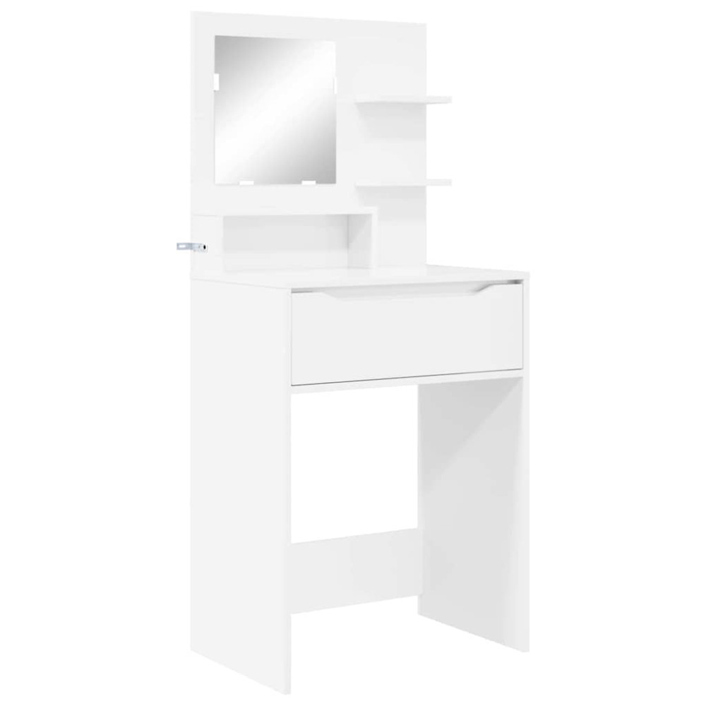 Produktbild för Sängrum Smyckesbord med låda Högblanka vita 80 x 39,6 x 135 cm