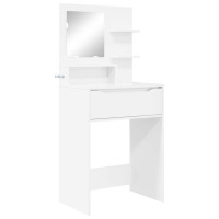 Produktbild för Sängrum Smyckesbord med låda Högblanka vita 80 x 39,6 x 135 cm