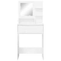 Produktbild för Sängrum Smyckesbord med låda Högblanka vita 80 x 39,6 x 135 cm