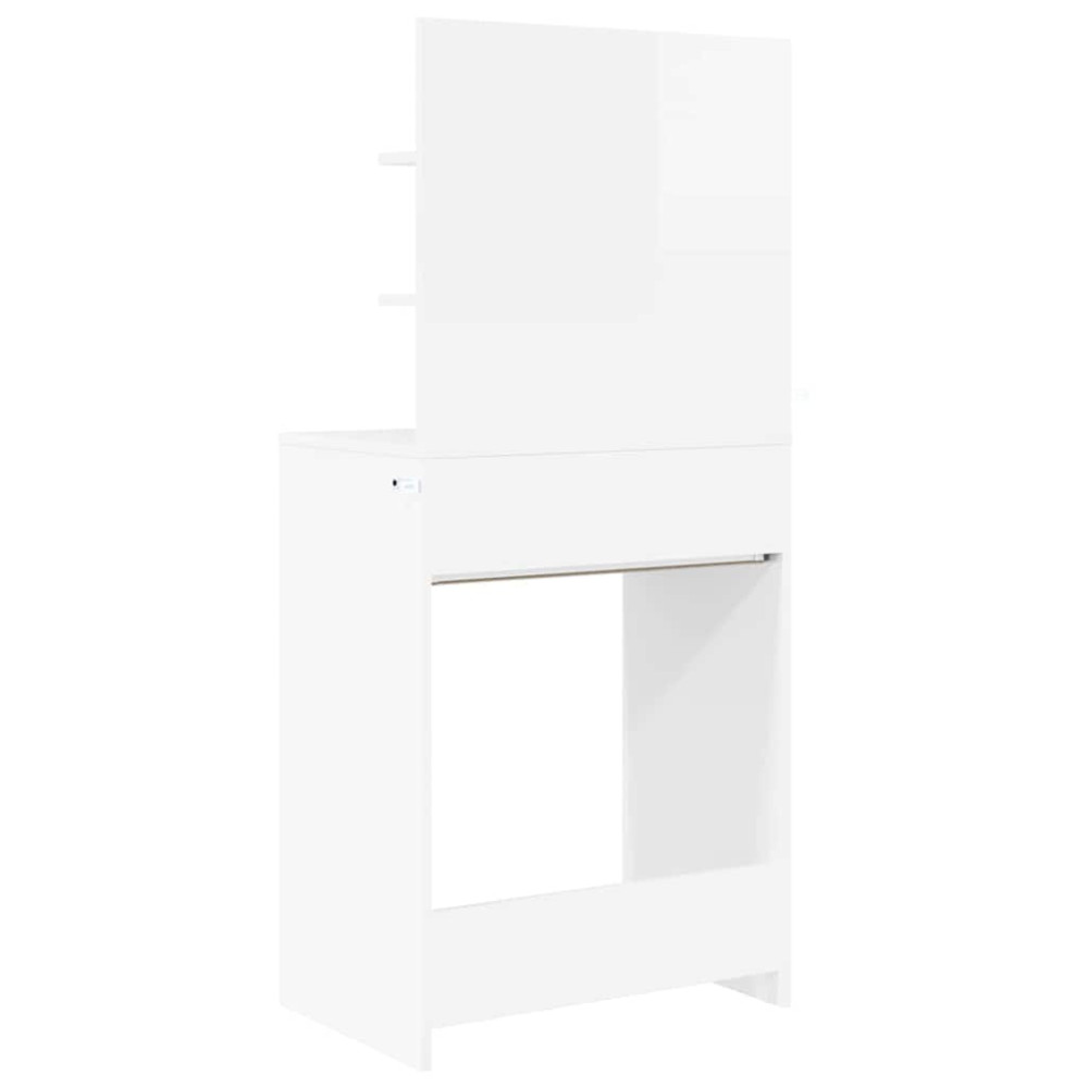 Produktbild för Sängrum Smyckesbord med låda Högblanka vita 80 x 39,6 x 135 cm