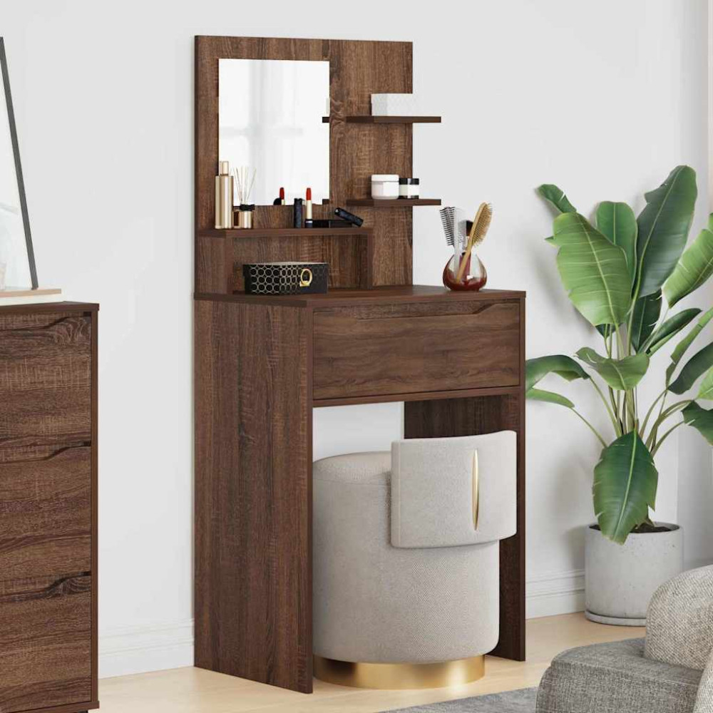 Produktbild för Sängrum Smyckesbord Brun Ek 80 x 39,6 x 135 cm Konstruerat trä