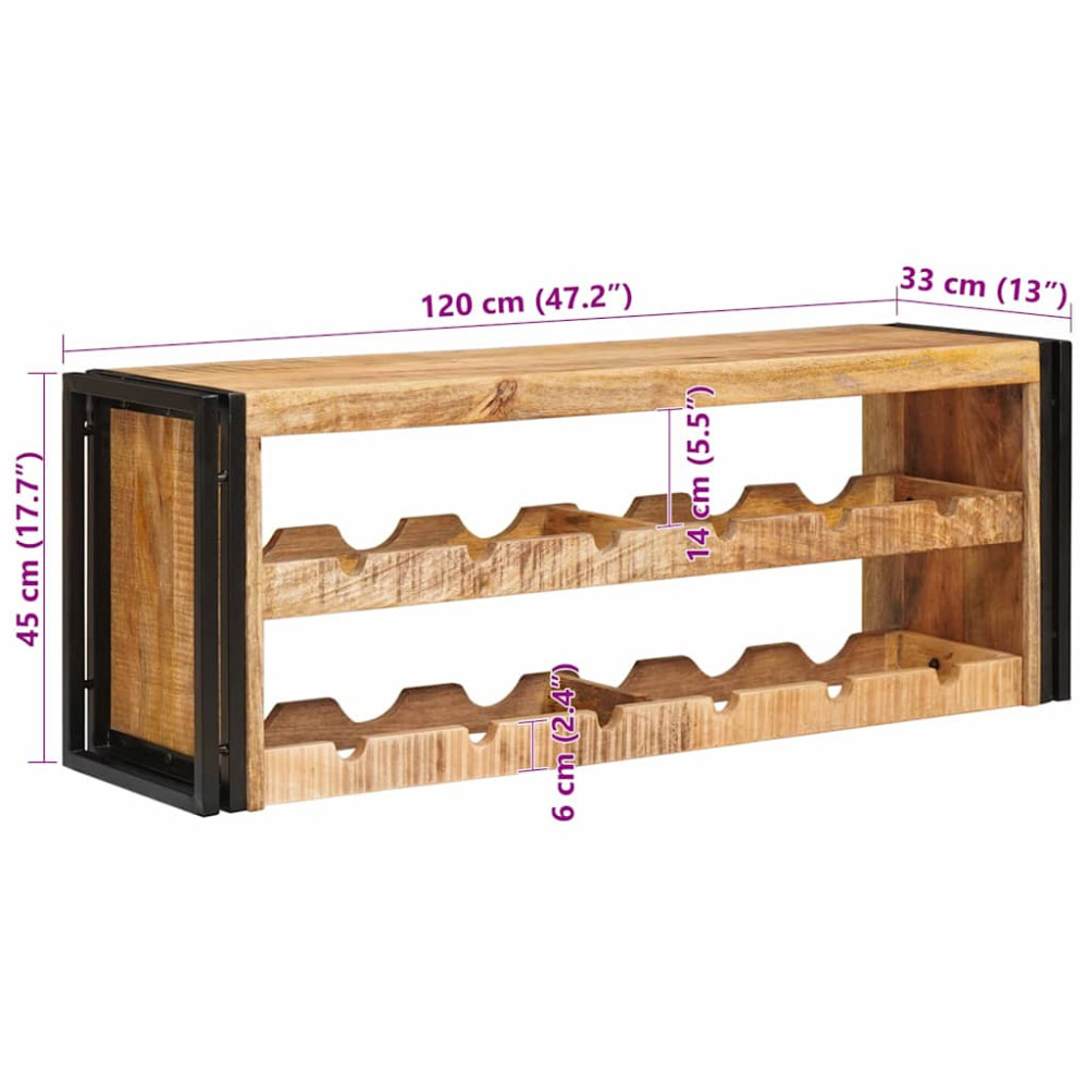 Produktbild för Vinställ Brun 100 x 45 x 33 cm Solid Grov Mangoträ