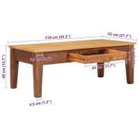 Produktbild för Kaffeebord med låda Brun 110 x 55 x 40 cm Massivt mangoträ
