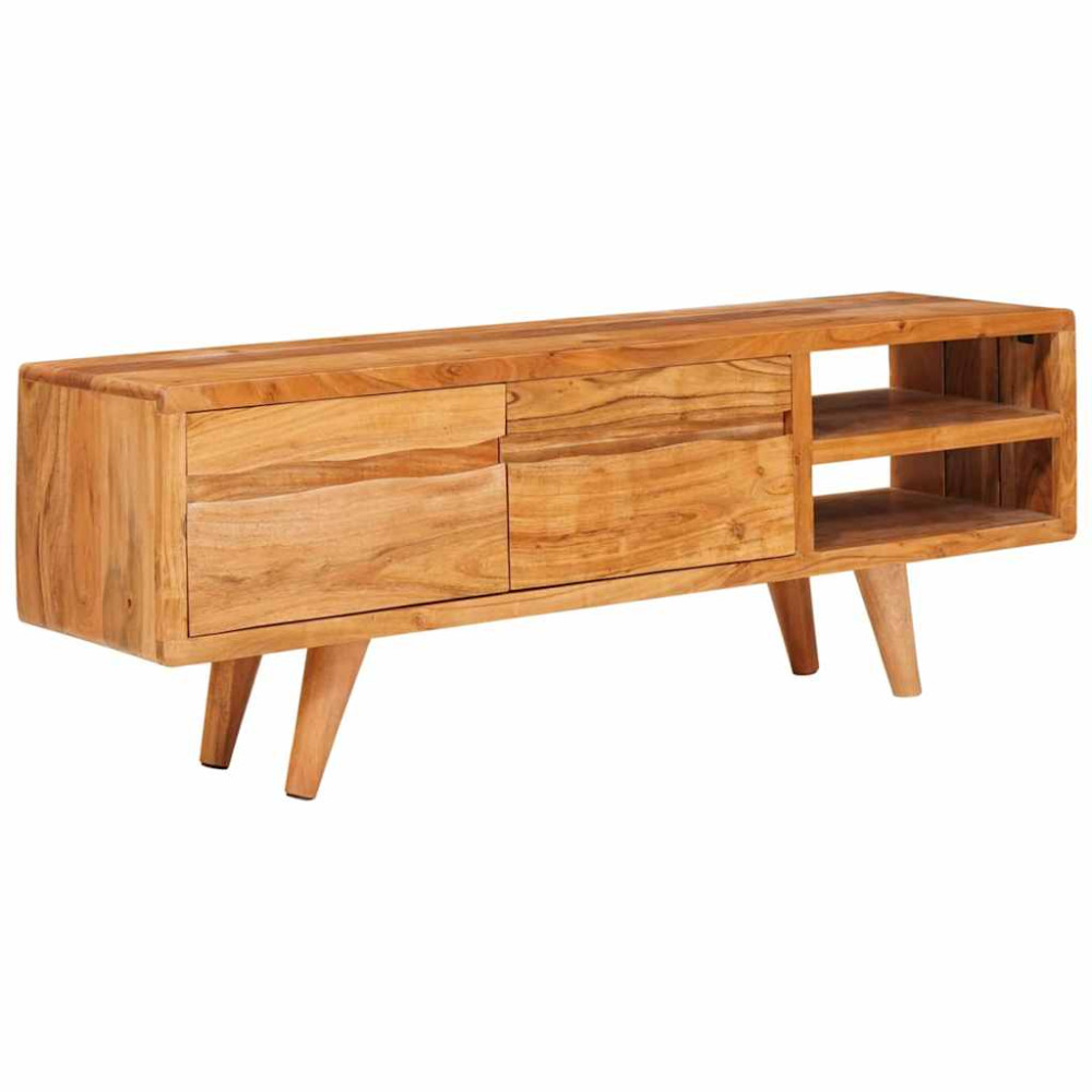 Produktbild för TV-skåp med hylla Brun 110 x 30 x 40 cm Massivt Akaciaträ