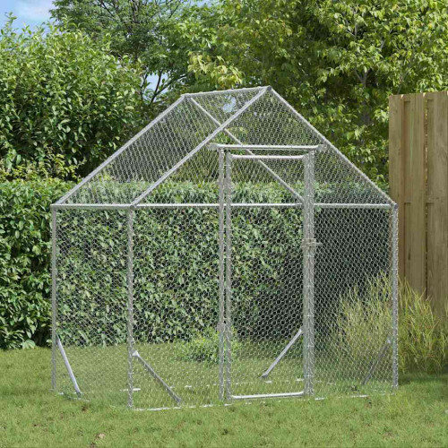 vidaXL Hönshus Silver 170 x 100 x 177 cm Galvaniserat Stål