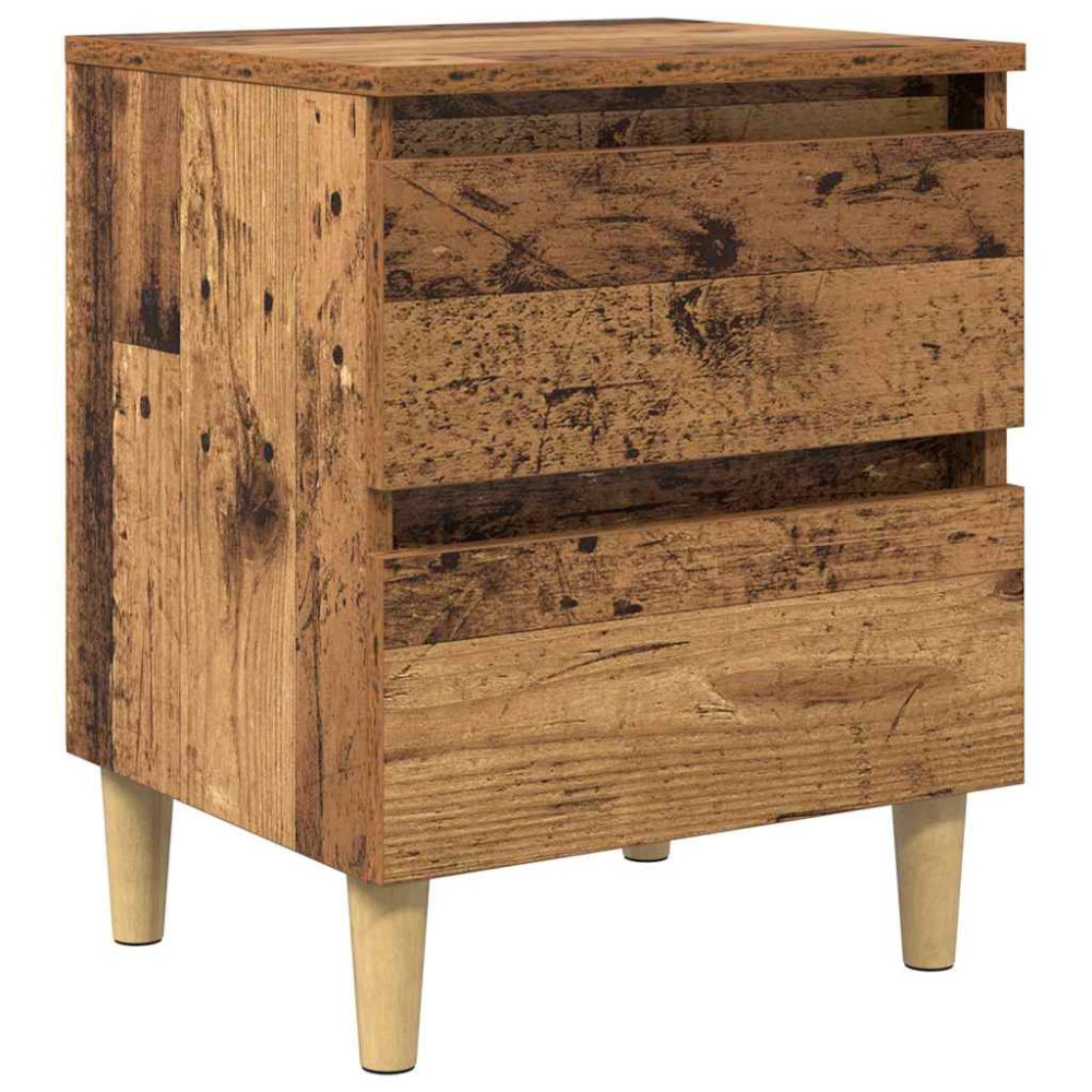 Produktbild för Sängskåp med låda Gammalt trä 40 x 35 x 50 cm Konstruerat trä