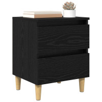 Produktbild för Sängskåp med låda Svart Ek 40 x 35 x 50 cm Konstruerat trä