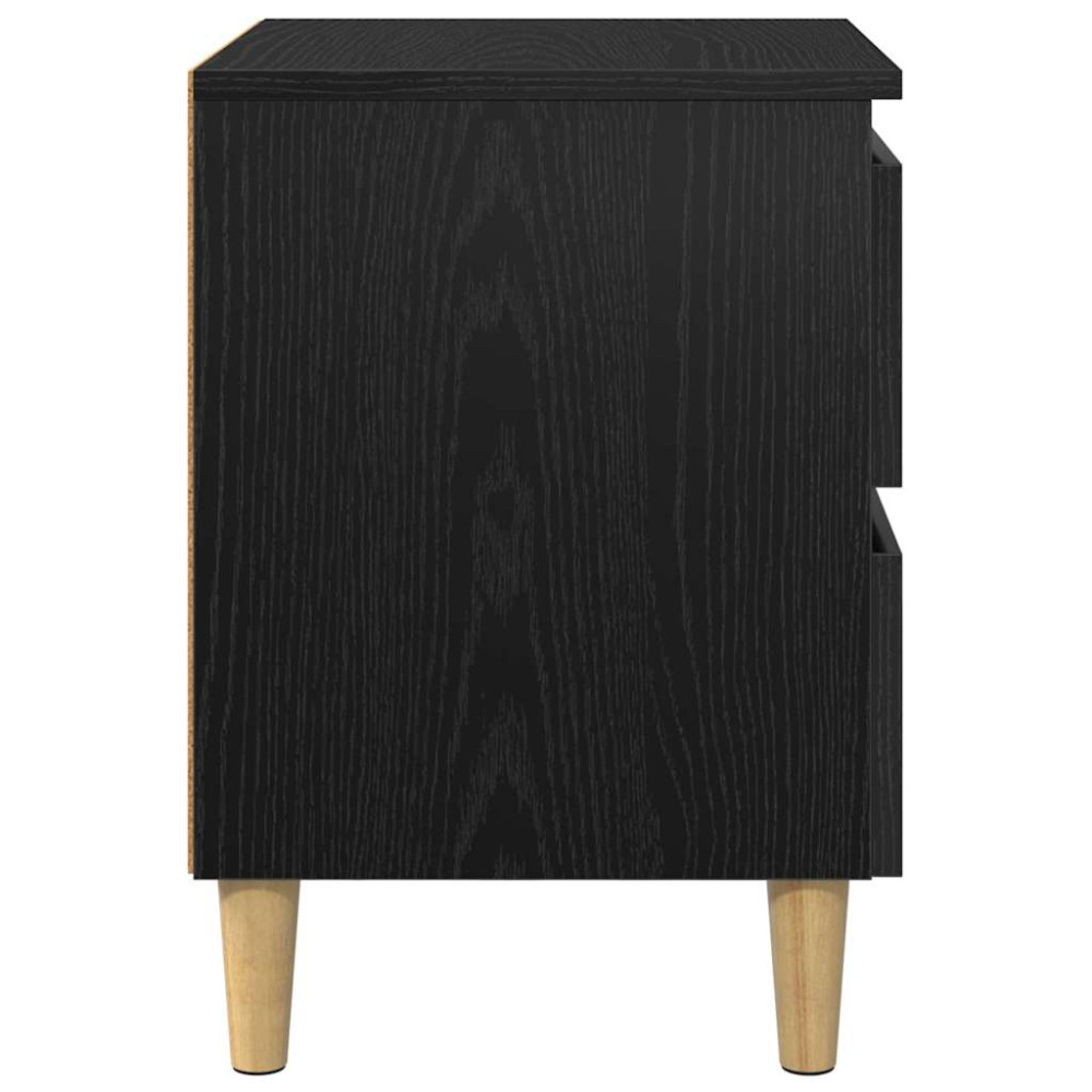 Produktbild för Sängskåp med låda Svart Ek 40 x 35 x 50 cm Konstruerat trä