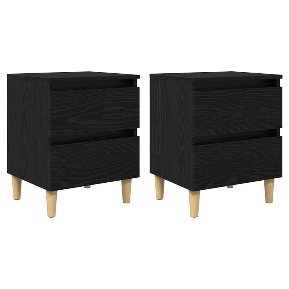 Produktbild för Sängskåp 2 pcs Svart Ek 40 x 35 x 50 cm Konstruerat trä