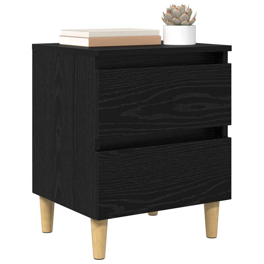 Produktbild för Sängskåp 2 pcs Svart Ek 40 x 35 x 50 cm Konstruerat trä