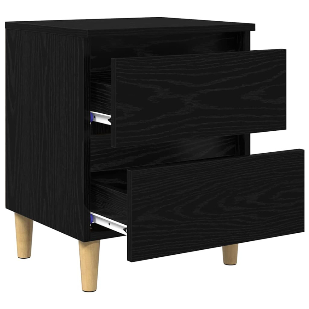 Produktbild för Sängskåp 2 pcs Svart Ek 40 x 35 x 50 cm Konstruerat trä