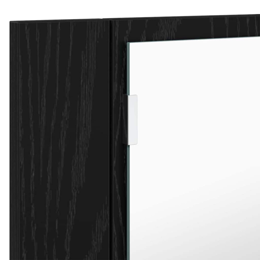 Produktbild för Badrumsspegelskåp Svart Ek 80 x 12 x 45 cm Konstruerat trä