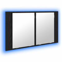 Produktbild för Badrumsspegelskåp Svart Ek 80 x 12 x 45 cm Konstruerat trä