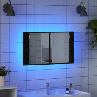 Produktbild för Badrumsspegelskåp Svart Ek 80 x 12 x 45 cm Konstruerat trä