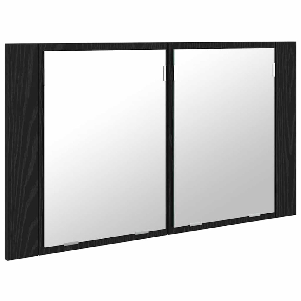 Produktbild för Badrumsspegelskåp Svart Ek 80 x 12 x 45 cm Konstruerat trä