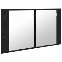 Produktbild för Badrumsspegelskåp Svart Ek 80 x 12 x 45 cm Konstruerat trä