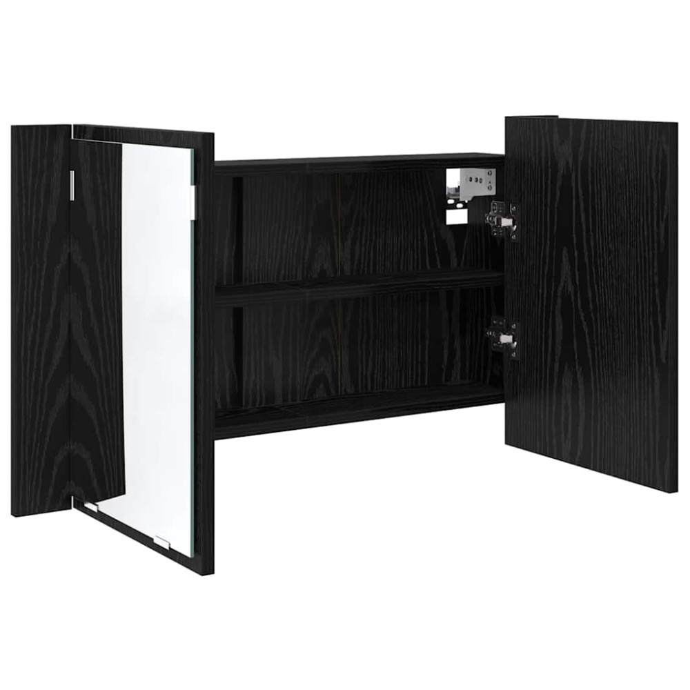 Produktbild för Badrumsspegelskåp Svart Ek 80 x 12 x 45 cm Konstruerat trä
