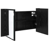 Produktbild för Badrumsspegelskåp Svart Ek 80 x 12 x 45 cm Konstruerat trä
