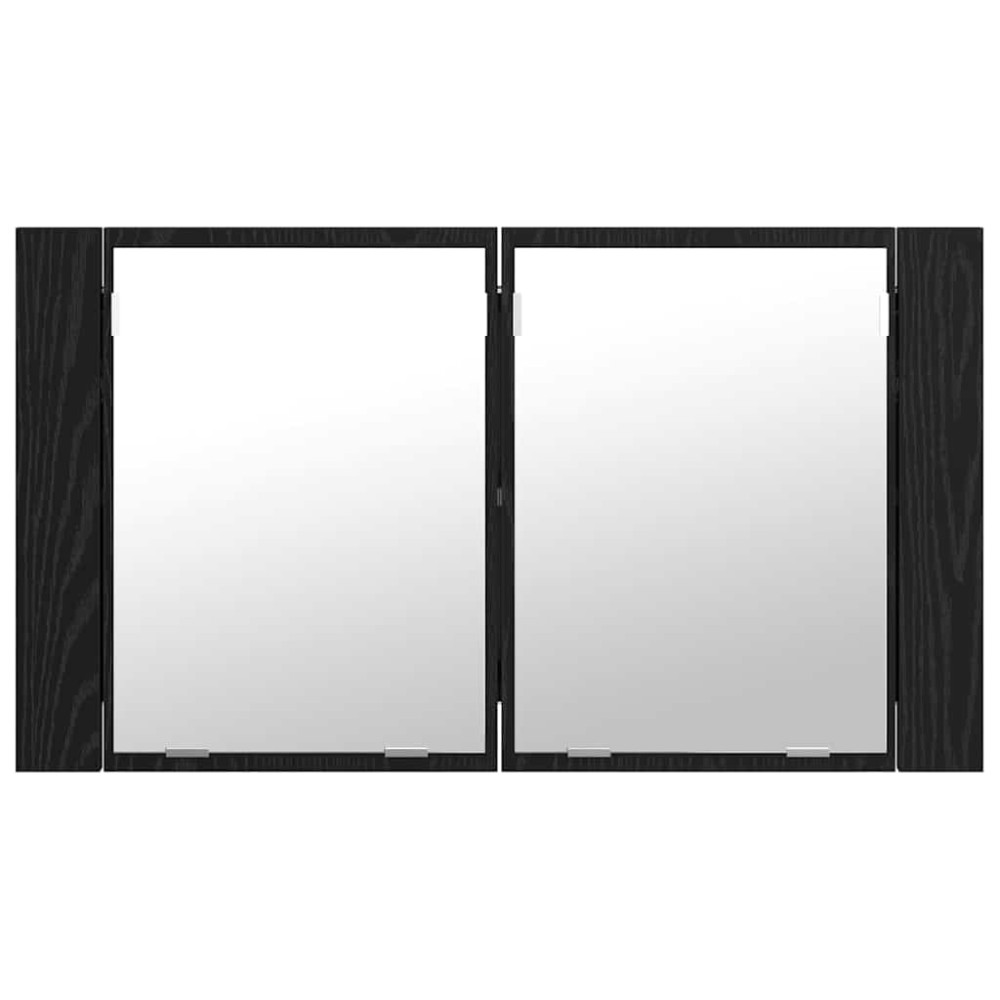 Produktbild för Badrumsspegelskåp Svart Ek 80 x 12 x 45 cm Konstruerat trä