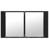 Produktbild för Badrumsspegelskåp Svart Ek 80 x 12 x 45 cm Konstruerat trä