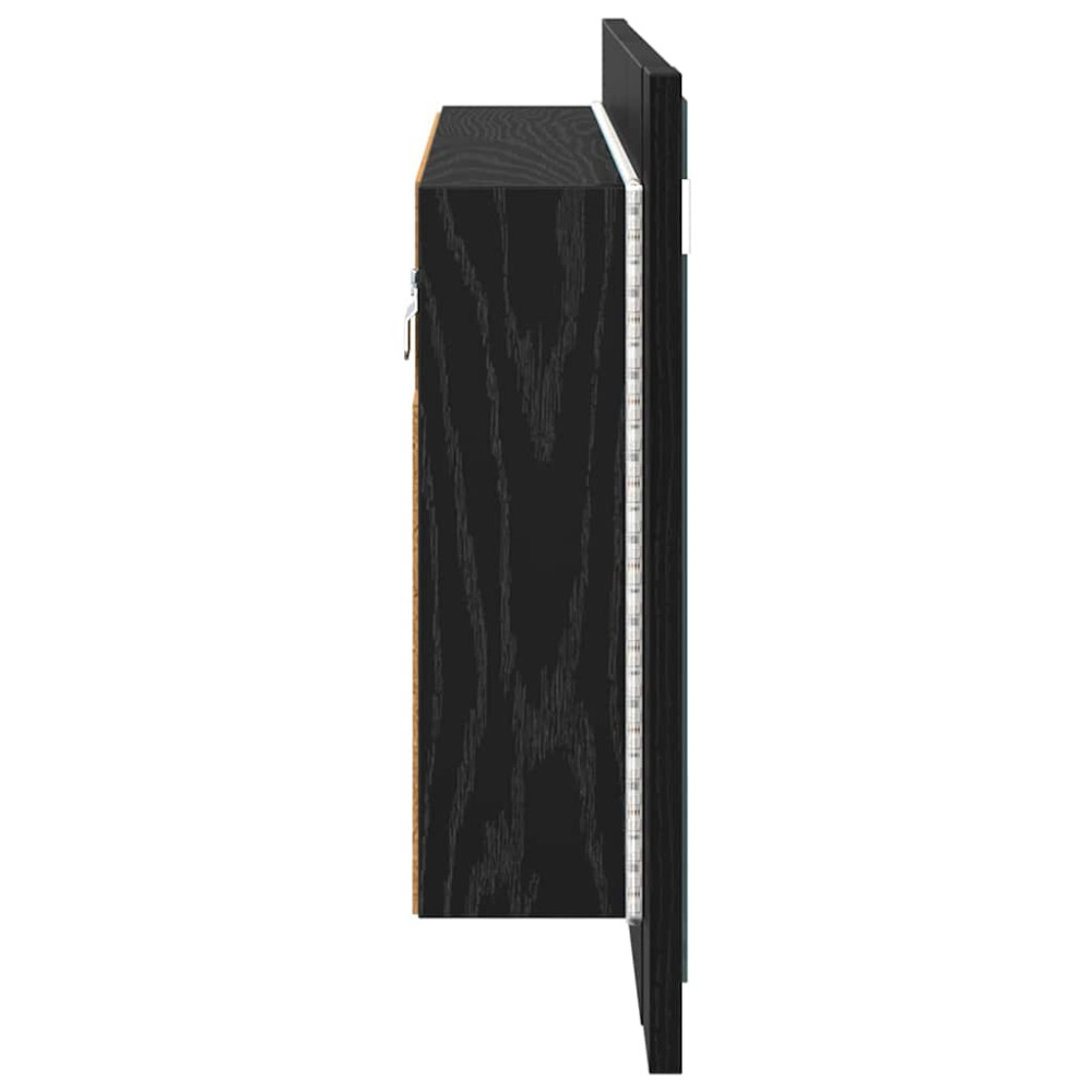 Produktbild för Badrumsspegelskåp Svart Ek 80 x 12 x 45 cm Konstruerat trä