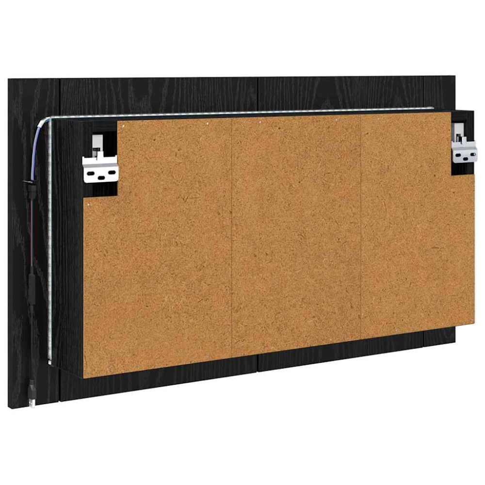 Produktbild för Badrumsspegelskåp Svart Ek 80 x 12 x 45 cm Konstruerat trä