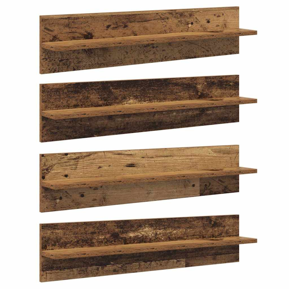 Produktbild för Vägg hyllor 4 pcs Gammalt trä 80 x 11,5 x 18 cm Konstruerat trä