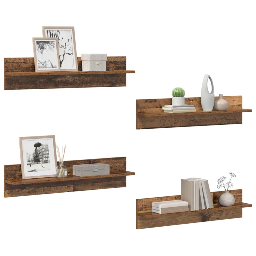 Produktbild för Vägg hyllor 4 pcs Gammalt trä 80 x 11,5 x 18 cm Konstruerat trä