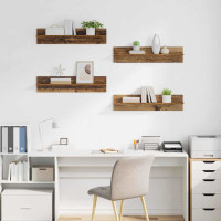 Produktbild för Vägg hyllor 4 pcs Gammalt trä 80 x 11,5 x 18 cm Konstruerat trä