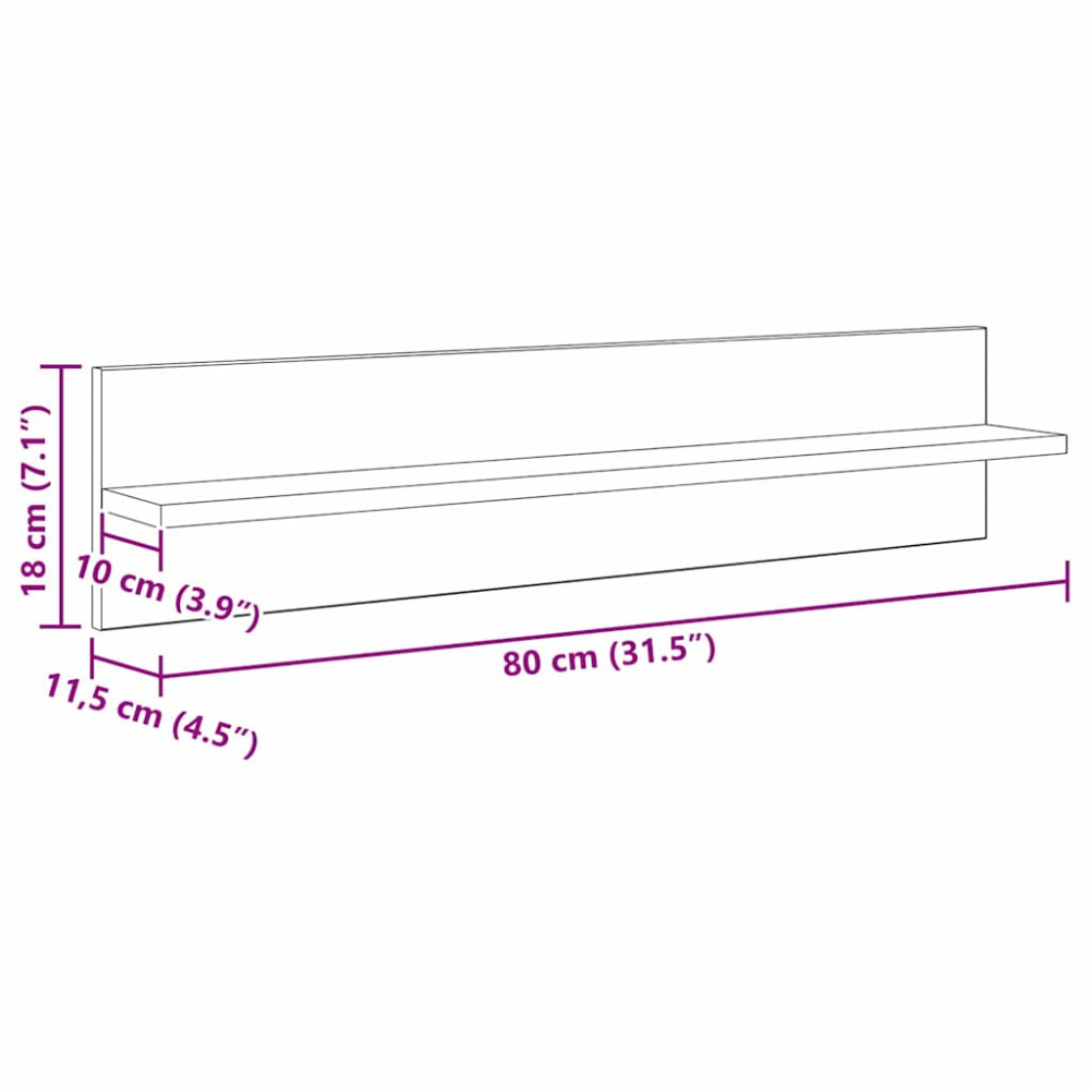 Produktbild för Vägg hyllor 4 pcs Svart Ek 80 x 11,5 x 18 cm Konstruerat trä