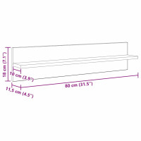 Produktbild för Vägg hyllor 4 pcs Svart Ek 80 x 11,5 x 18 cm Konstruerat trä