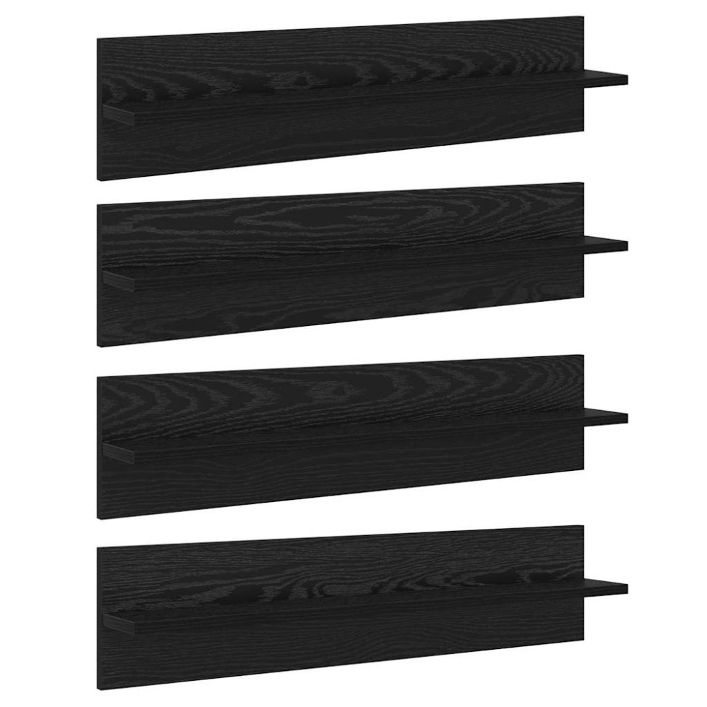 Produktbild för Vägg hyllor 4 pcs Svart Ek 80 x 11,5 x 18 cm Konstruerat trä