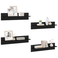 Produktbild för Vägg hyllor 4 pcs Svart Ek 80 x 11,5 x 18 cm Konstruerat trä