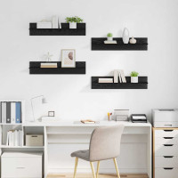 Produktbild för Vägg hyllor 4 pcs Svart Ek 80 x 11,5 x 18 cm Konstruerat trä