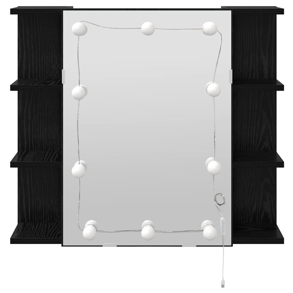 Produktbild för Spegelskåp med hylla Svart Ek 70 x 16,5 x 60 cm Konstruerat trä