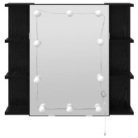 Produktbild för Spegelskåp med hylla Svart Ek 70 x 16,5 x 60 cm Konstruerat trä