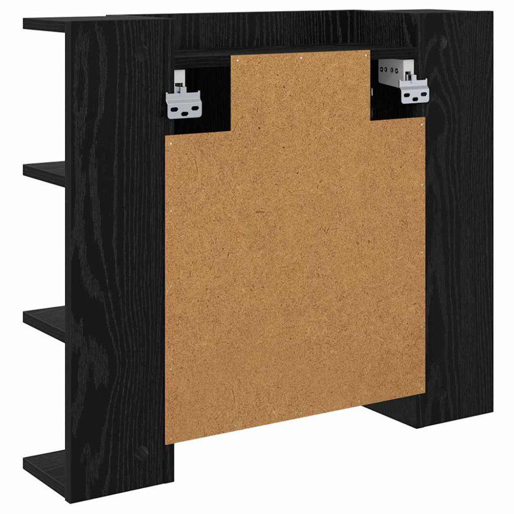 Produktbild för Spegelskåp med hylla Svart Ek 70 x 16,5 x 60 cm Konstruerat trä