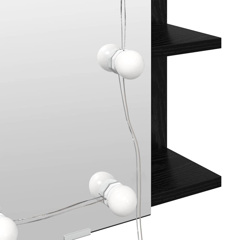 Produktbild för Spegelskåp med hylla Svart Ek 70 x 16,5 x 60 cm Konstruerat trä