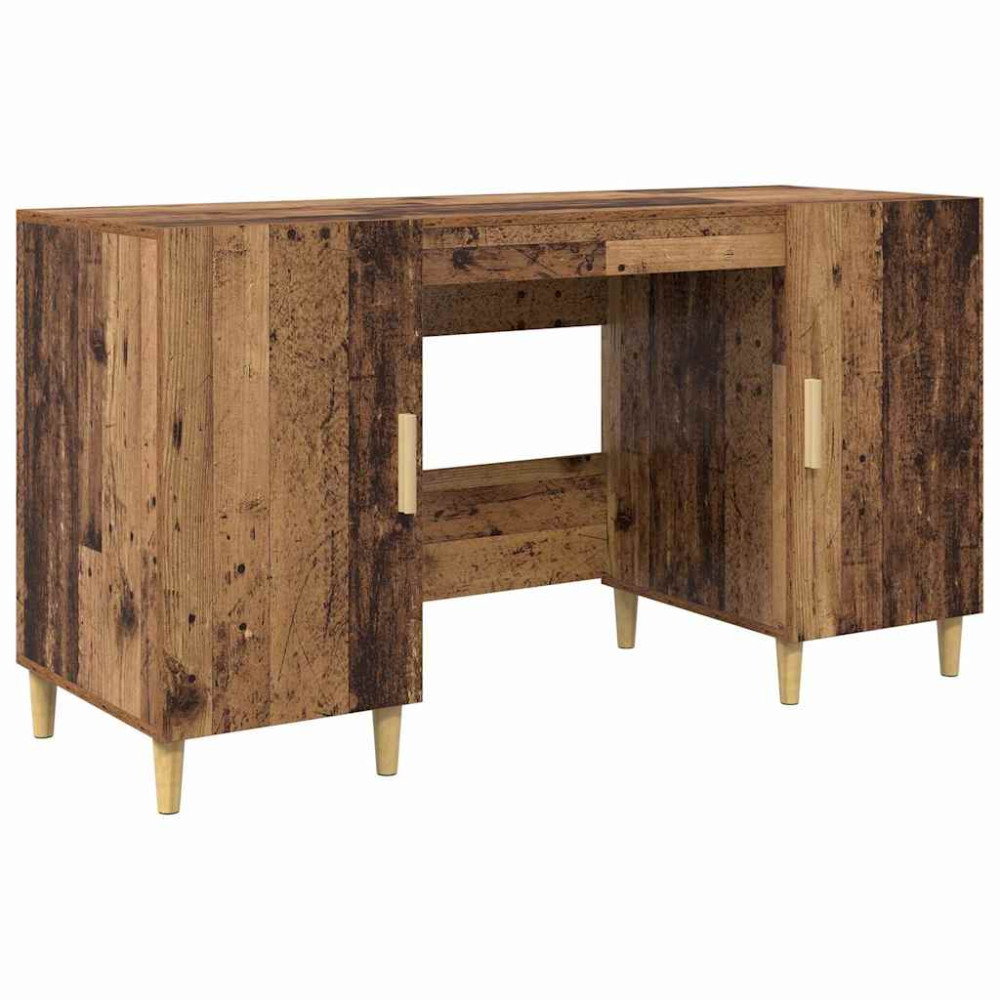 Produktbild för Skrivbord med dörr Gammalt trä 140 x 50 x 75 cm Konstruerat trä