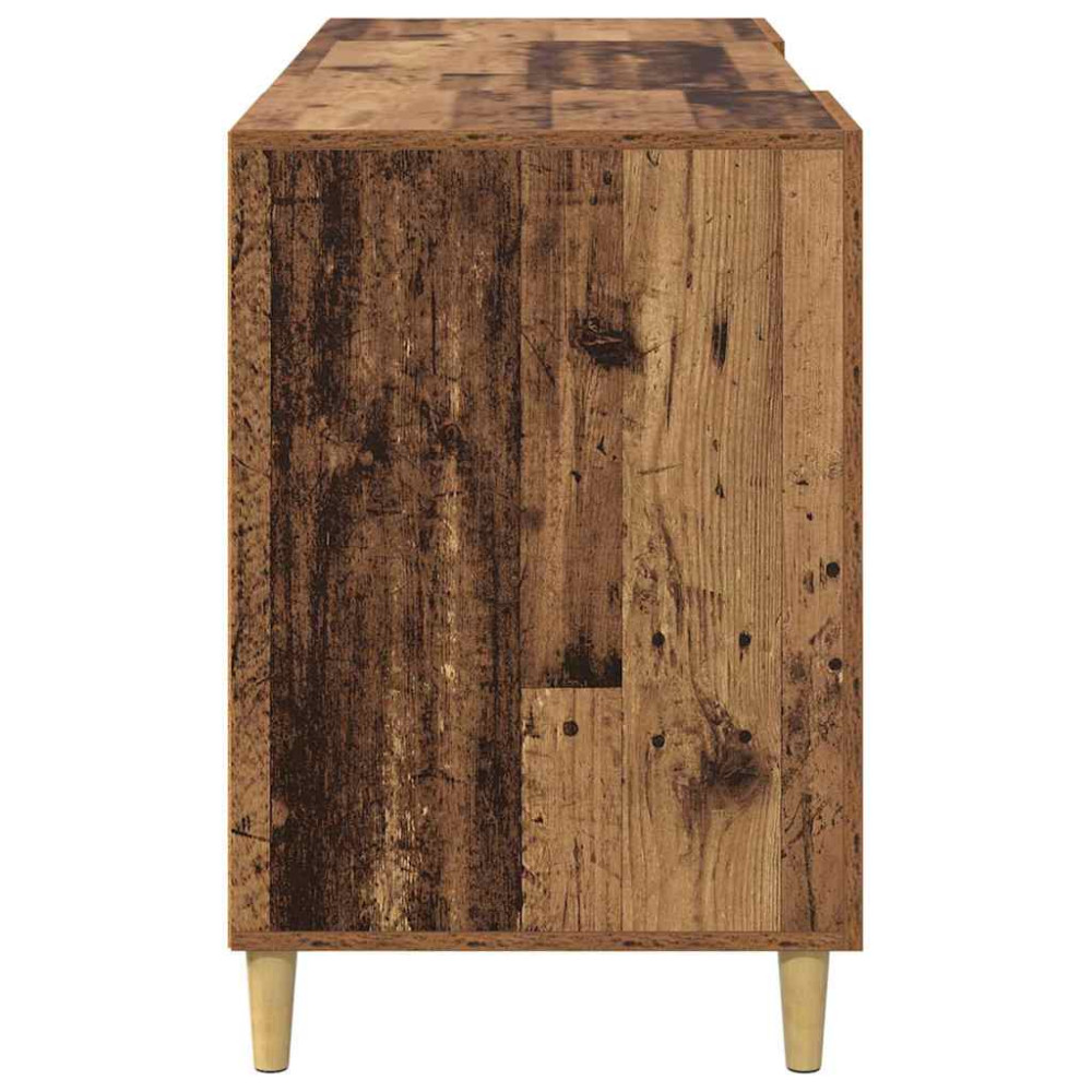 Produktbild för Skrivbord med dörr Gammalt trä 140 x 50 x 75 cm Konstruerat trä
