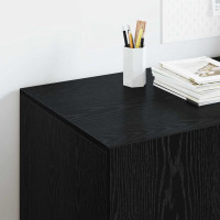 Produktbild för Skrivbord med hylla Svart Ek 140 x 50 x 75 cm Konstruerat trä