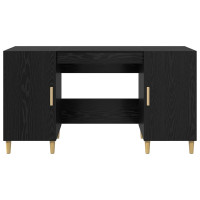 Produktbild för Skrivbord med hylla Svart Ek 140 x 50 x 75 cm Konstruerat trä
