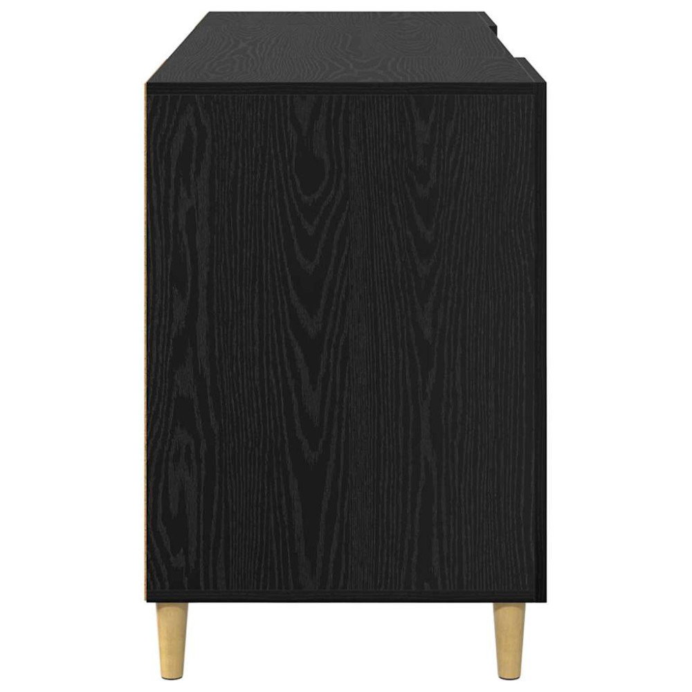 Produktbild för Skrivbord med hylla Svart Ek 140 x 50 x 75 cm Konstruerat trä