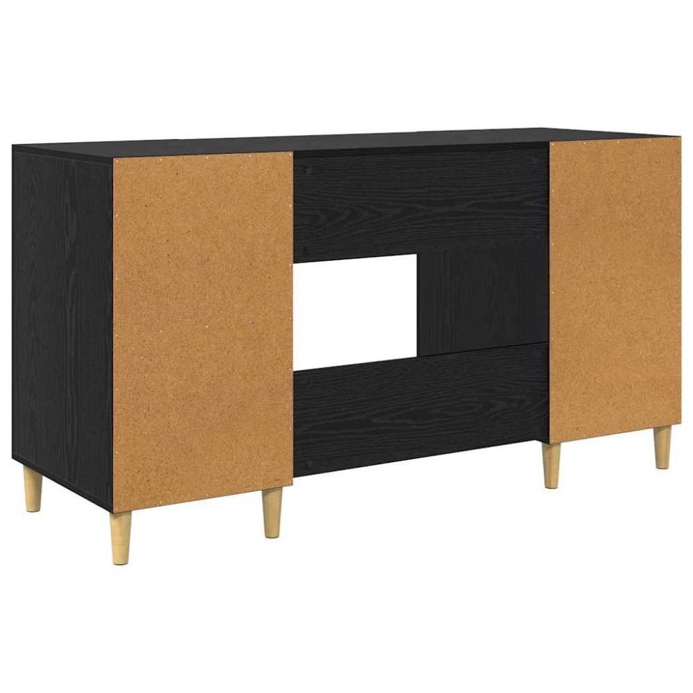 Produktbild för Skrivbord med hylla Svart Ek 140 x 50 x 75 cm Konstruerat trä