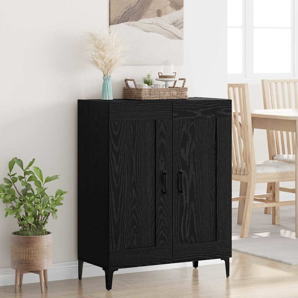 Produktbild för Sideboard Svart Ek 69,5 x 34 x 90 cm Konstruerat trä