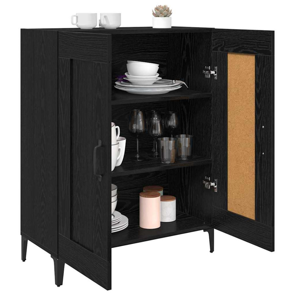 Produktbild för Sideboard Svart Ek 69,5 x 34 x 90 cm Konstruerat trä