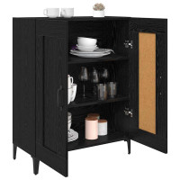 Produktbild för Sideboard Svart Ek 69,5 x 34 x 90 cm Konstruerat trä
